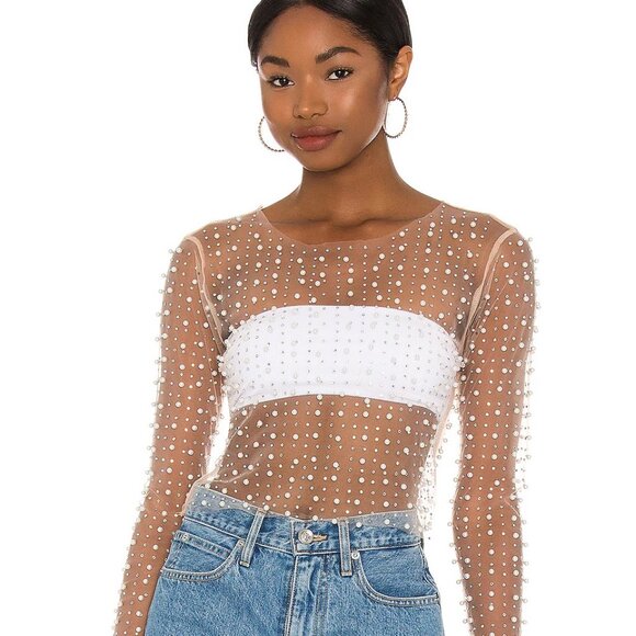 Beach Bunny Pearl Mesh Top - Picture 1 of 3